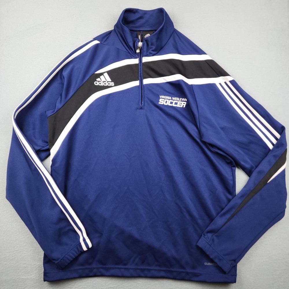 Virginia Wesleyan Jacket Mens Large Blue NCAA Soccer Adidas ClimaCool 1/4 Zip